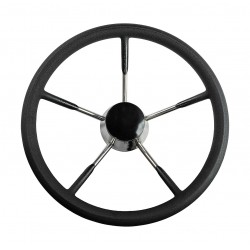 Рулевое колесо черный обод, стальные спицы, Ø340 мм